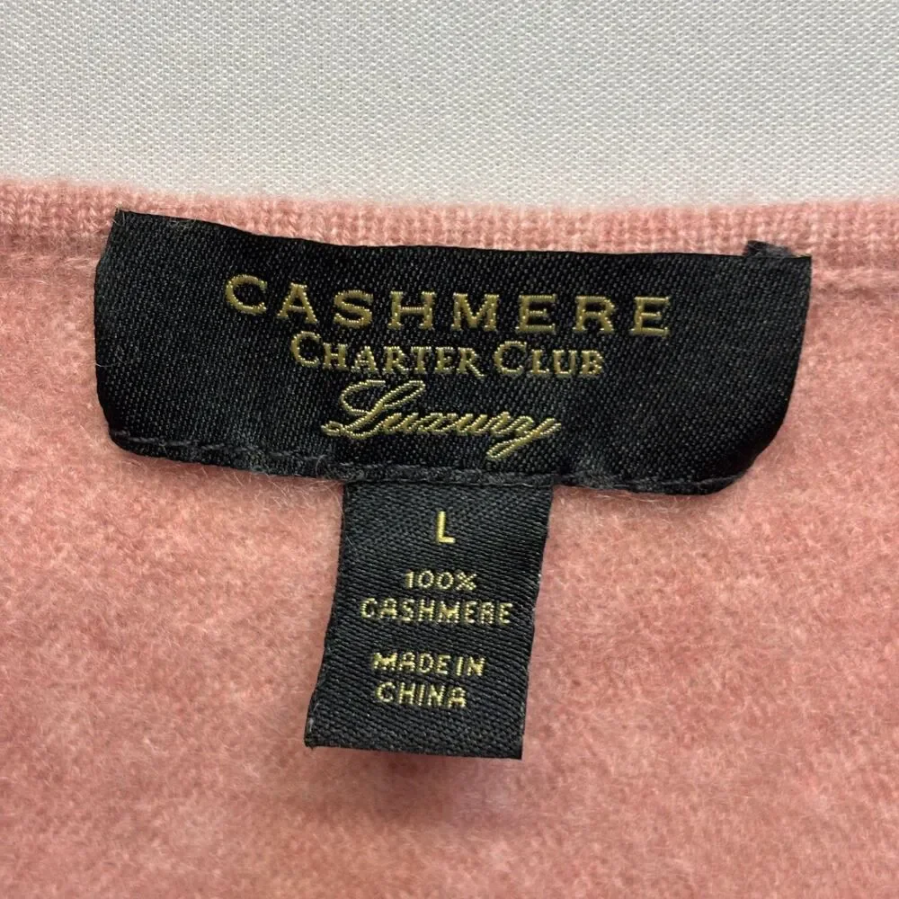 Charter Club Women 100% Cashmere Sweater Size Large Pink D120 -9